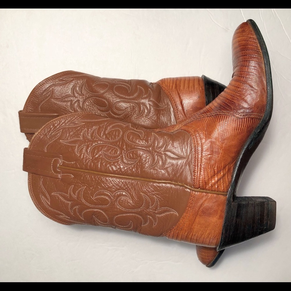 Sz 4 1/2B Vintage Nocona Lizard Skin Boots - Picture 8 of 9